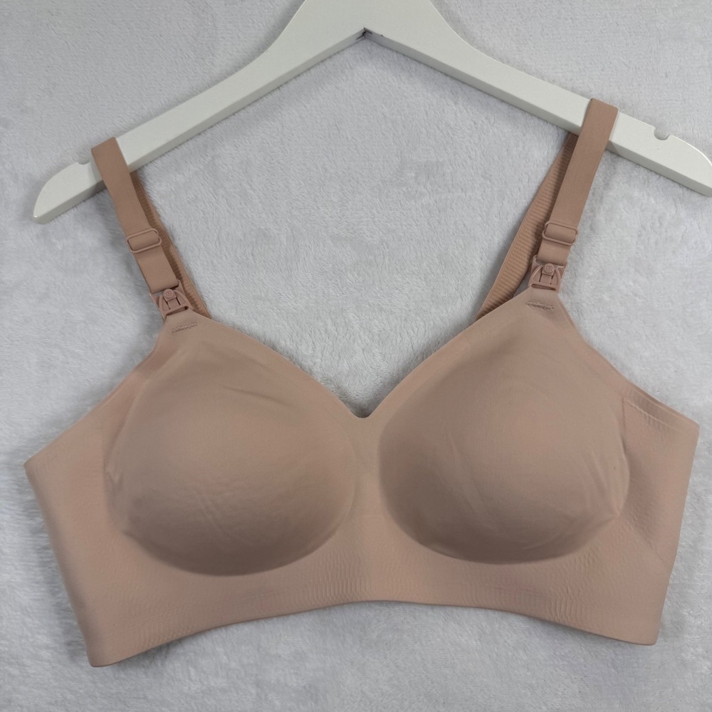 Momcozy XL Seamless Nursing Bra Nude Beige Wireless Maternity Breastfeeding Bra